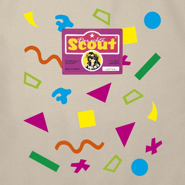 Scout Retro Tote Bag, Druck vorne in Nahaufnahme