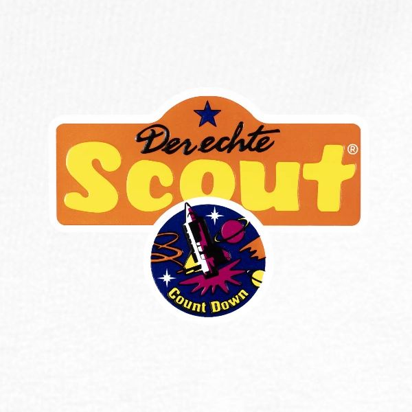 Scout Retro Logo COUNT DOWN, Druck vorne in Nahaufnahme
