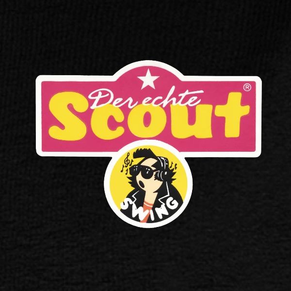Scout Retro Logo SWING, Druck vorne in Nahaufnahme