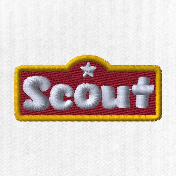 Scout Logo gestickt, Druck rechts in Nahaufnahme